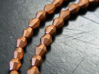 5MM Czech Fire Polished Bicone Sun Beads - Copper Metallic, Opaque Fire Polish - Thumbnail 10