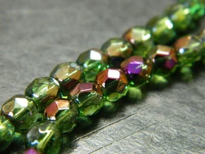 6MM Green/Bronze & Purple Highlights Fire Polished Faceted Czech Boho Crystal - Image 1