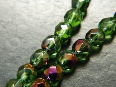 6MM Green/Bronze & Purple Highlights Fire Polished Faceted Czech Boho Crystal - Thumbnail 6