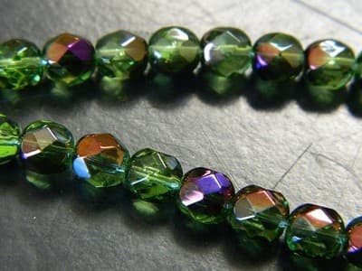 6MM Green/Bronze & Purple Highlights Fire Polished Faceted Czech Boho Crystal - Thumbnail 10