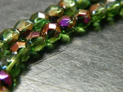 6MM Green/Bronze & Purple Highlights Fire Polished Faceted Czech Boho Crystal - Thumbnail 8