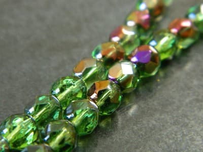 6MM Green/Bronze & Purple Highlights Fire Polished Faceted Czech Boho Crystal - Thumbnail 7