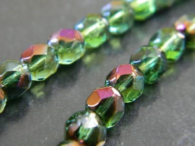 6MM Green/Bronze & Purple Highlights Fire Polished Faceted Czech Boho Crystal - Thumbnail 9