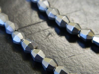 5MM Czech Fire Polished Bicone Sun Beads - Silver Metallic, Opaque Fire Polish - Thumbnail 2