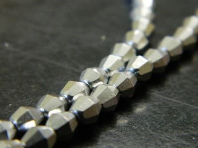 5MM Czech Fire Polished Bicone Sun Beads - Silver Metallic, Opaque Fire Polish - Thumbnail 4