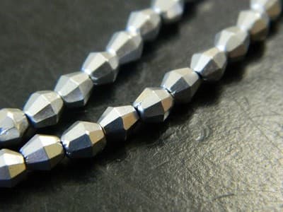 5MM Czech Fire Polished Bicone Sun Beads - Silver Metallic, Opaque Fire Polish - Thumbnail 3