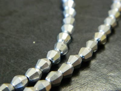 5MM Czech Fire Polished Bicone Sun Beads - Silver Metallic, Opaque Fire Polish - Thumbnail 6