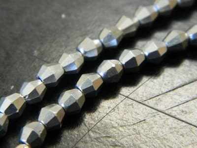 5MM Czech Fire Polished Bicone Sun Beads - Silver Metallic, Opaque Fire Polish - Thumbnail 9