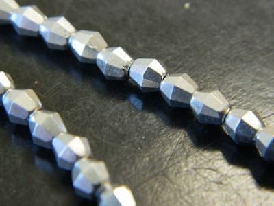 5MM Czech Fire Polished Bicone Sun Beads - Silver Metallic, Opaque Fire Polish - Thumbnail 7