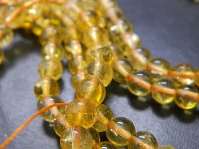 6MM Deep Yellow Round Citrine Quartz Gemstone Beads -Round Natural 6MM Citrine - Thumbnail 2