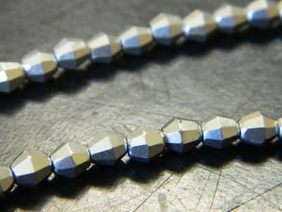 5MM Czech Fire Polished Bicone Sun Beads - Silver Metallic, Opaque Fire Polish - Thumbnail 8
