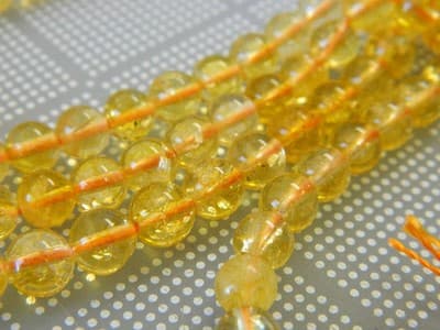 6MM Deep Yellow Round Citrine Quartz Gemstone Beads -Round Natural 6MM Citrine - Thumbnail 3