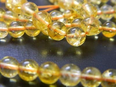 6MM Deep Yellow Round Citrine Quartz Gemstone Beads -Round Natural 6MM Citrine - Thumbnail 4