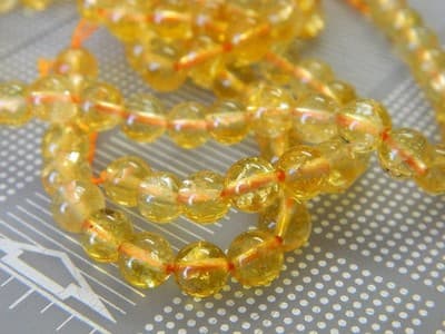 6MM Deep Yellow Round Citrine Quartz Gemstone Beads -Round Natural 6MM Citrine - Image 1