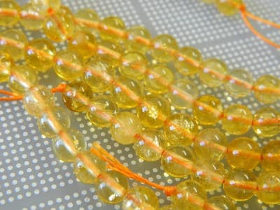 6MM Deep Yellow Round Citrine Quartz Gemstone Beads -Round Natural 6MM Citrine - Thumbnail 5