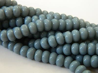 6MM Gray Blue Jade Glass Rondelle Beads - Blue Glass Jade - Image 1