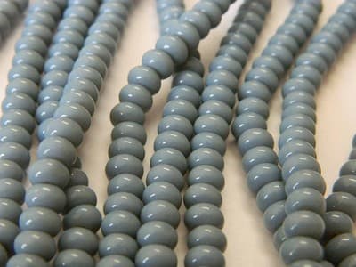 6MM Gray Blue Jade Glass Rondelle Beads - Blue Glass Jade - Thumbnail 2