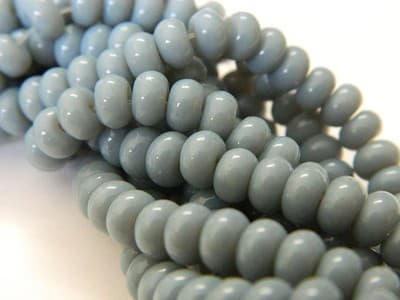 6MM Gray Blue Jade Glass Rondelle Beads - Blue Glass Jade - Thumbnail 4