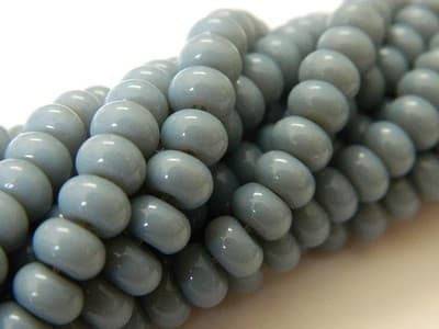 6MM Gray Blue Jade Glass Rondelle Beads - Blue Glass Jade - Thumbnail 5