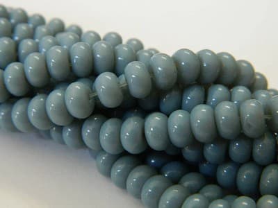 6MM Gray Blue Jade Glass Rondelle Beads - Blue Glass Jade - Thumbnail 8