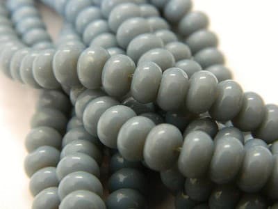 6MM Gray Blue Jade Glass Rondelle Beads - Blue Glass Jade - Thumbnail 9