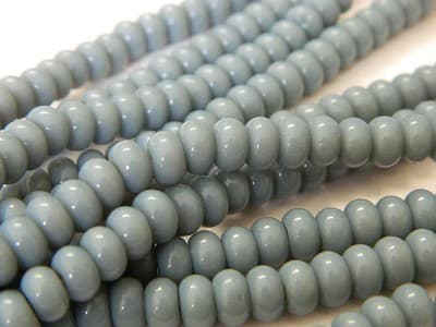 6MM Gray Blue Jade Glass Rondelle Beads - Blue Glass Jade - Thumbnail 7