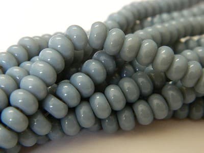6MM Gray Blue Jade Glass Rondelle Beads - Blue Glass Jade - Thumbnail 3