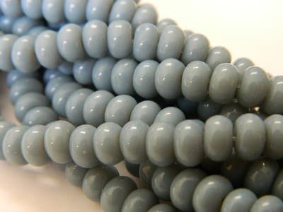 6MM Gray Blue Jade Glass Rondelle Beads - Blue Glass Jade - Thumbnail 6