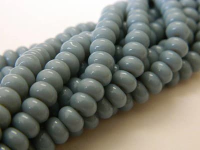 6MM Gray Blue Jade Glass Rondelle Beads - Blue Glass Jade - Thumbnail 10