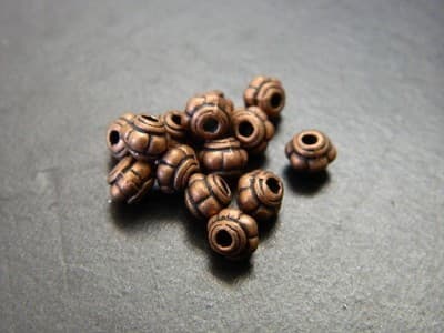 5MM Red Copper Colored Melon Style Jewelry Supply Spacer Beads - Zinc Metal - Thumbnail 2