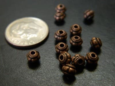 5MM Red Copper Colored Melon Style Jewelry Supply Spacer Beads - Zinc Metal - Thumbnail 7