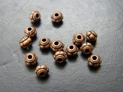 5MM Red Copper Colored Melon Style Jewelry Supply Spacer Beads - Zinc Metal - Thumbnail 5