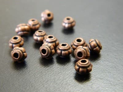 5MM Red Copper Colored Melon Style Jewelry Supply Spacer Beads - Zinc Metal - Thumbnail 4