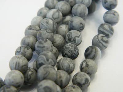 6MM Gray Natural Netstone Round Gemstone Beads - Gray Round Netstone Gemstone - Image 1