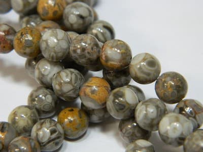 6MM Natural Fossilized Maifanite/Maifan Medical Stone Beads - Round Gray Base - Image 1