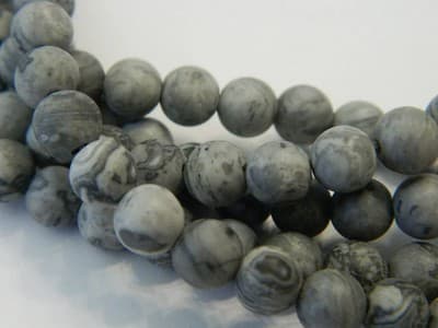 6MM Gray Natural Netstone Round Gemstone Beads - Gray Round Netstone Gemstone - Thumbnail 5