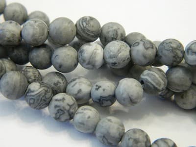 6MM Gray Natural Netstone Round Gemstone Beads - Gray Round Netstone Gemstone - Thumbnail 4