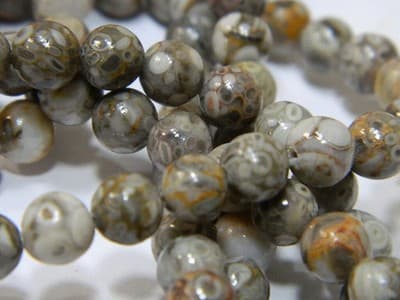 6MM Natural Fossilized Maifanite/Maifan Medical Stone Beads - Round Gray Base - Thumbnail 7