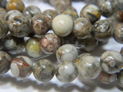 6MM Natural Fossilized Maifanite/Maifan Medical Stone Beads - Round Gray Base - Thumbnail 6