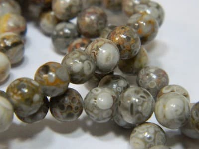6MM Natural Fossilized Maifanite/Maifan Medical Stone Beads - Round Gray Base - Thumbnail 9