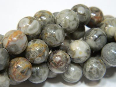 6MM Natural Fossilized Maifanite/Maifan Medical Stone Beads - Round Gray Base - Thumbnail 10
