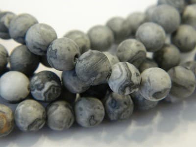 6MM Gray Natural Netstone Round Gemstone Beads - Gray Round Netstone Gemstone - Thumbnail 3