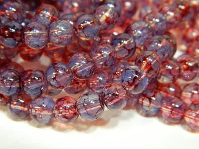6MM Light Blue & Red Opalite Glass Beads - Round Glass - Image 1