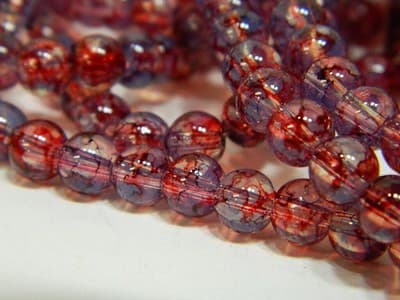 6MM Light Blue & Red Opalite Glass Beads - Round Glass - Thumbnail 5