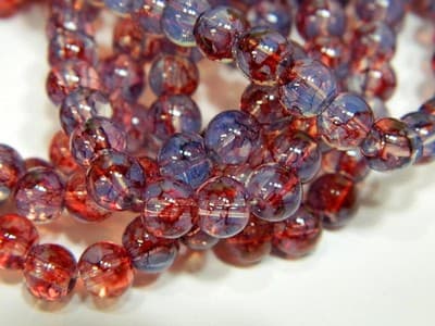 6MM Light Blue & Red Opalite Glass Beads - Round Glass - Thumbnail 4