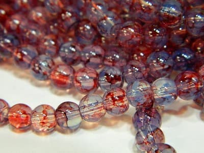 6MM Light Blue & Red Opalite Glass Beads - Round Glass - Thumbnail 7