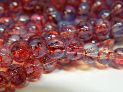 6MM Light Blue & Red Opalite Glass Beads - Round Glass - Thumbnail 9