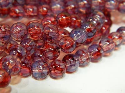 6MM Light Blue & Red Opalite Glass Beads - Round Glass - Thumbnail 8