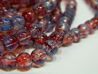 6MM Light Blue & Red Opalite Glass Beads - Round Glass - Thumbnail 10