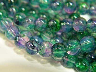 6MM Green & Pink Opalite Glass Beads - Round Glass Faux - Thumbnail 3